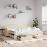  The Living Store Izvlečna dnevna postelja s predali krem 90x200 cm blago - Izvlečna Dnevna Postelja, (21509167) | Shoptok.si