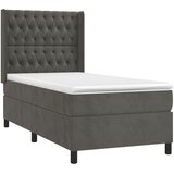  box spring s madracem LED tamnosivi 90x200 cm baršun | shoptok.hr