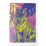 Plakat - Colorful Tiger - intense colors of a tiger surrounded by tropical plants 40x60 Bez okvira s margom | shoptok.hr