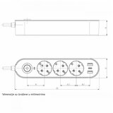  Prenosna PRIKLJUCNICA GS03KU 3/1.5met, 2 USB, TIP C Cene