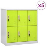  Omara s ključavnico 5 kosov siva in zelena 90x45x92,5 cm jeklo | Shoptok.si