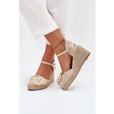 Boto Women's Wedge Sandals With Braiding And Crocheted Flower Beige Ismilea | ePonuda.com