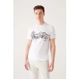 Avva Men's White Crew Neck Printed T-shirt
