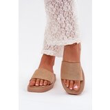 Boto Ladies Platform Slippers Made Of Eco Suede Dark Beige Jorina | Shoptok.si
