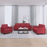  3-dijelni set sofa s jastucima boja vina od umjetne kože Cijene