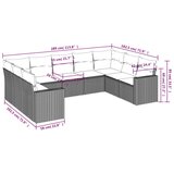  9-dijelni set vrtnih sofa od poliratana s jastucima svjetlosivi | shoptok.hr