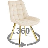  Okretna stolica SORIA 360, svijetlo bež baršun, zlatne metalne noge | shoptok.hr
