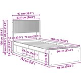  Krevetna konstrukcija s pohranom i uzglavljem Dimljeni hrast Smeđa 90 x 190 cm | Shoptok.si