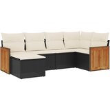  6-dijelni set vrtnih sofa s jastucima crni od poliratana | shoptok.hr