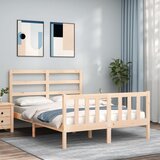 Maison Chic Posteljni okvir - Dvoposteljna postelja - Zakonska postelja z vzglavjem trden les-J16417, (21762555) | Shoptok.si