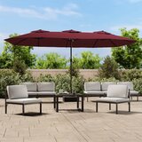  Dvostruki vrtni suncobran s LED svjetlima bordo 449 x 265 cm | shoptok.hr