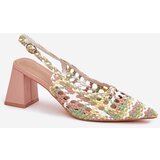 Boto Woven Block Heel Sandals Pink Ebina | Shoptok.si