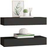  Zidne police s ladicom 2 kom crne 60 x 23,5 x 10 cm MDF | Eponuda.ba