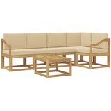  Set vanjskih sofa 6 kom. Bijela i bež Čvrsto drvo akacije | shoptok.hr