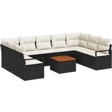 vidaXL set od 10 komada vrtnih sofa s jastucima crni poli ratan akacija, 2-sjedalna vrtna sofa s jastucima crna poli ratan Cijene