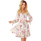Numoco 305-1 ZOE flimsy dress with a neckline - colorful flowers on a light background Cijene