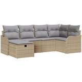 vidaXL 6 dijelna vrtna garnitura s jastucima Bež poli ratan, 2-sjedna vrtna sofa s jastucima Bež poli ratan | shoptok.hr