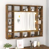 Ormarić s ogledalom LED boja dimljenog hrasta 91x15x76,5 cm | shoptok.hr