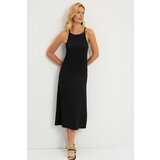 Cool & Sexy Women's Black Wrap Halter Neck Midi Dress cene