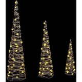  Božićno drvce 3 pcs Topla bijela 20 x 20 x 80 cm Ratan | shoptok.hr