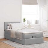 vidaXL Otomanski okvir kreveta s madraca svijetlosivi 90x190cm tkanine | shoptok.hr