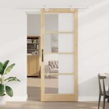  Klizna vrata Prirodna 93 x 232 cm Masivna borovina i staklo | shoptok.hr