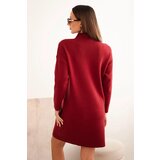 Kesi Włoski Women's sweater dress with a turtleneck and a pocket burgundy | Shoptok.si