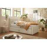 MID.YOU POSTELJA BOXSPRING 100 cm x 200 cm , tekstil, leseni material krem barve | Shoptok.si
