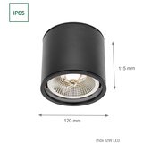  Kupatilsko reflektorsko svetlo CHLOE AR111 1xGU10/12W/230V IP65 okruglo crno | Eponuda.com