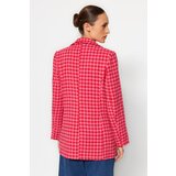 Trendyol Fuchsia Tweed Regular Lined Double Breasted Closed Woven Crowbar Blazer Jacket | Shoptok.si