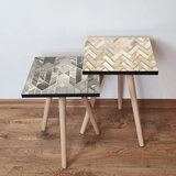 Hanah home 2Shp469 - Grey GreyGoldBeige Nesting Table (2 Pieces) | ePonuda.com