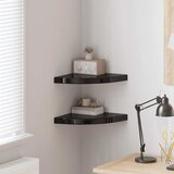  Plutajuće kutne police 2 kom sjajne crne 35 x 35 x 3,8 cm MDF | shoptok.hr