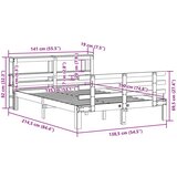  Okvir kreveta s uzglavljem voštano smeđi 135x190 cm od borovine | shoptok.hr