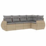  5-dijelni vrtni set sofa s jastucima bež od poliratana | shoptok.hr