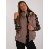 Fashion Hunters Brown quilted vest with hood | shoptok.hr
