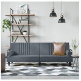  Raztegljiv kavč z naslonjali za roke temno sivo žamet | Shoptok.si