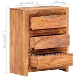  Ladičar 60 x 33 x 75 cm od masivnog bagremovog drva | shoptok.hr