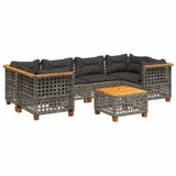 Maison Chic Seti vrtnega pohištva - Vrtna garnitura - Vrtni pohištvo set 7-delna z blazinami siv poli ratan, (21801514) | Shoptok.si