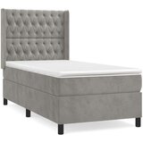 Box spring postelja z vzmetnico svetlo siva 100x200 cm žamet, (20789753) | Shoptok.si