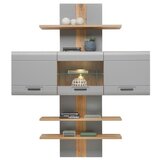 Mömax stenski regal auris, barva hrasta, siva | Shoptok.si