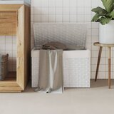 vidaXL Košara za perilo s pokrovom bela 55,5x35x34 cm poli ratan | Shoptok.si