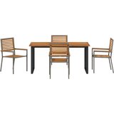  Vrtni set za objed 5 kom. Siva Čvrsto drvo akacije | shoptok.hr