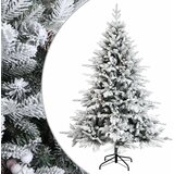  Umjetno božićno drvce s nogom 210 cm PVC i metal - Zelena i bijela 210 cm bez LED svjetala | shoptok.hr