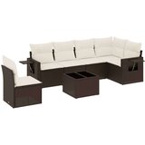 vidaXL 7-dijelni set vrtnih sofa od poliratana s jastucima smeđi | shoptok.hr
