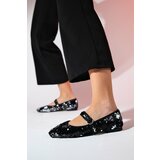 LuviShoes VESLA Black Sequined Flat Women's Flat Shoes cene