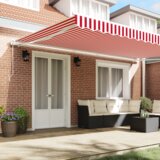  Samodejna retraktibilna tenda rdeča in bela črta 500x350 cm, (22145856) | Shoptok.si