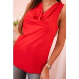 Kesi Włoski Women's satin blouse with a waterneck – an elegant cut red | ePonuda.com