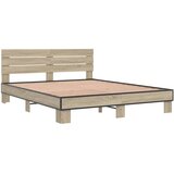 vidaXL Okvir za krevet boja hrasta 150x200cm konstruirano drvo i metal Cijene