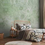  Foto tapeta - Flowery meadow - nature with field flowers lineart on green background 500x350 | shoptok.hr