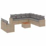  10-dijelni set vrtnih sofa s jastucima bež od poliratana 66 x 62 x 69 cm | Shoptok.si
